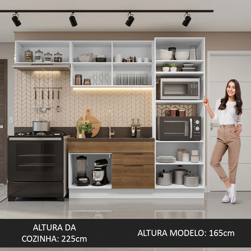 Armário de Cozinha Completa 270cm Branco/Rustic Stella Madesa 10 - Image 5