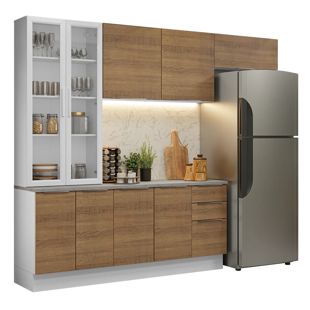 Armário de Cozinha Completa 270cm Branco/Rustic Stella Madesa 11 - Image 2