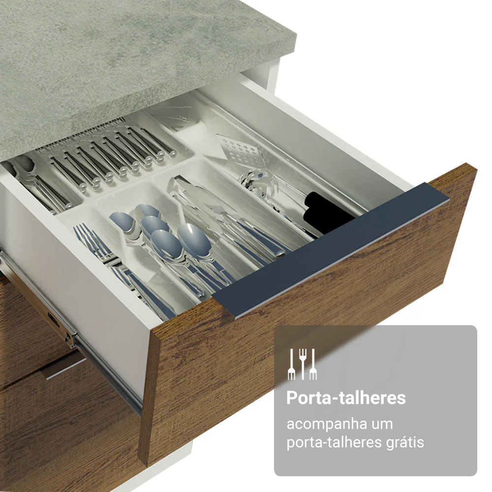 Armário de Cozinha Completa 270cm Branco/Rustic Stella Madesa 11 - Image 8