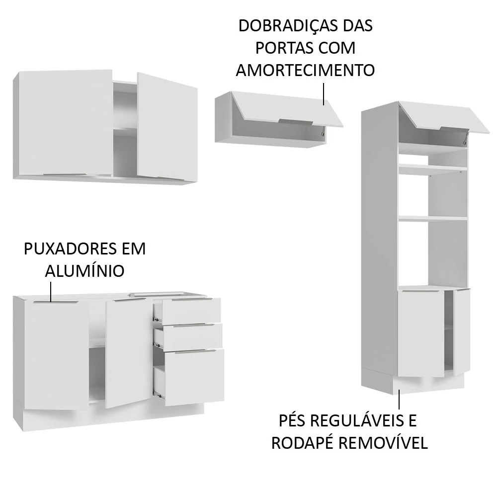 Armário de Cozinha Completa 270cm Branco Stella Madesa 05 - Image 4