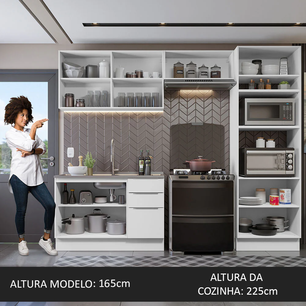 Armário de Cozinha Completa 270cm Branco Stella Madesa 05 - Image 5