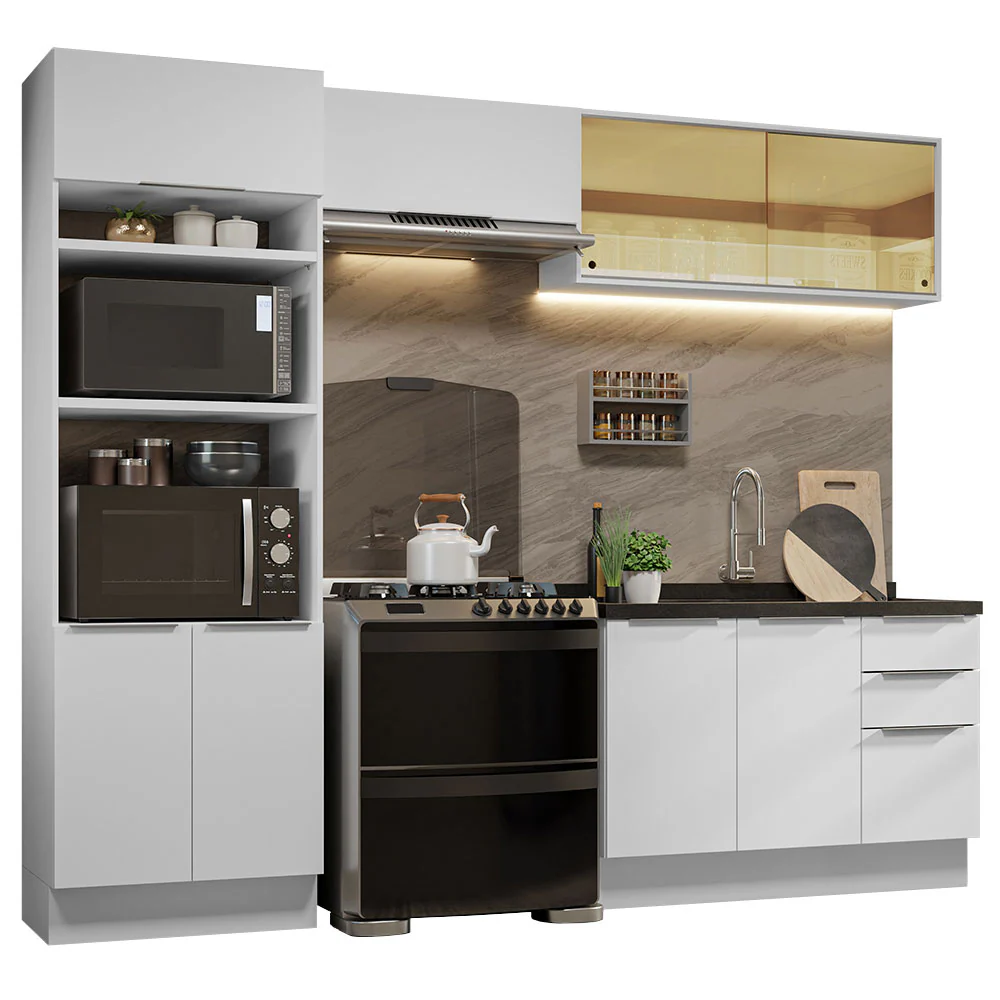 Armário de Cozinha Completa 270cm Branco Stella Madesa 06 - Image 2