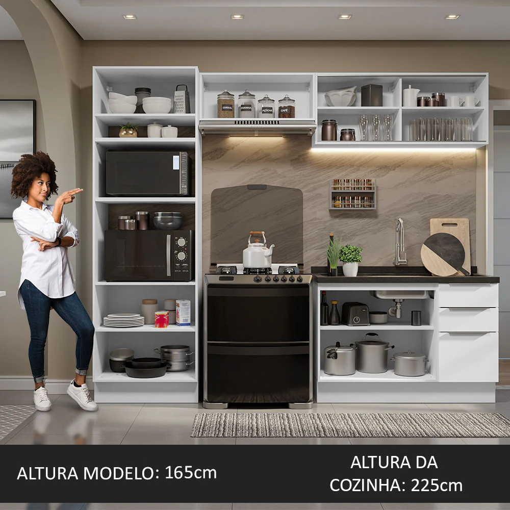Armário de Cozinha Completa 270cm Branco Stella Madesa 06 - Image 5