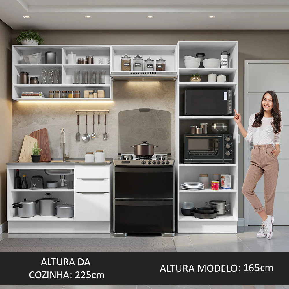 Armário de Cozinha Completa 270cm Branco Stella Madesa 07 - Image 5