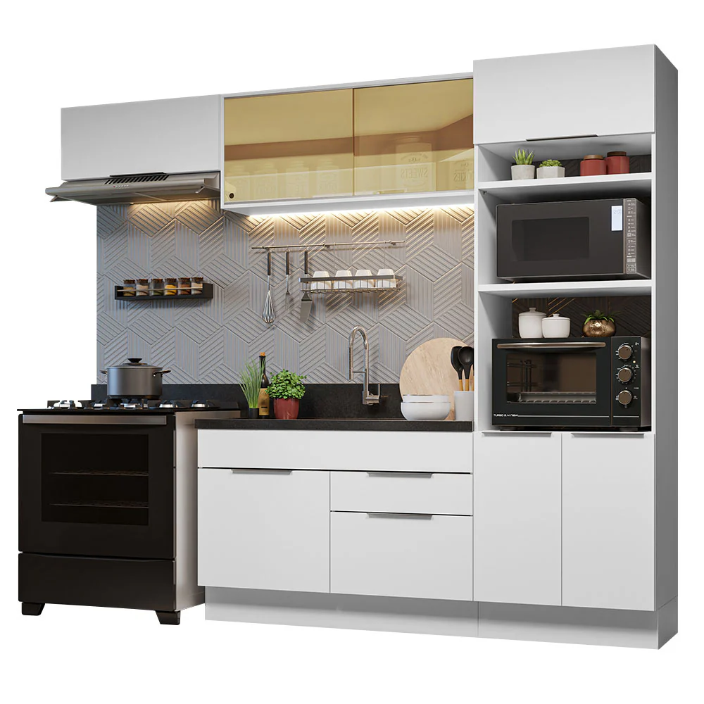 Armário de Cozinha Completa 270cm Branco Stella Madesa 08 - Image 2