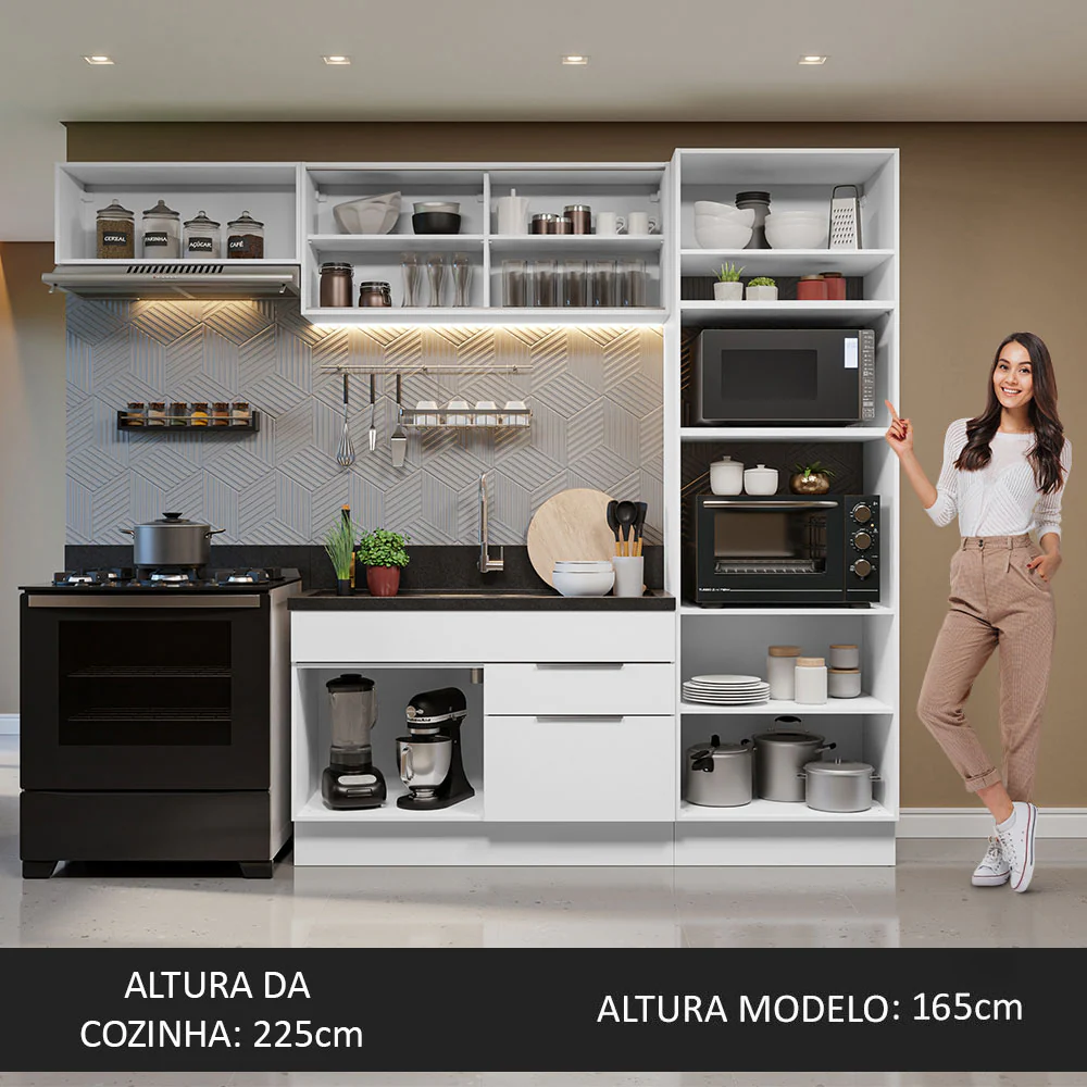 Armário de Cozinha Completa 270cm Branco Stella Madesa 08 - Image 5
