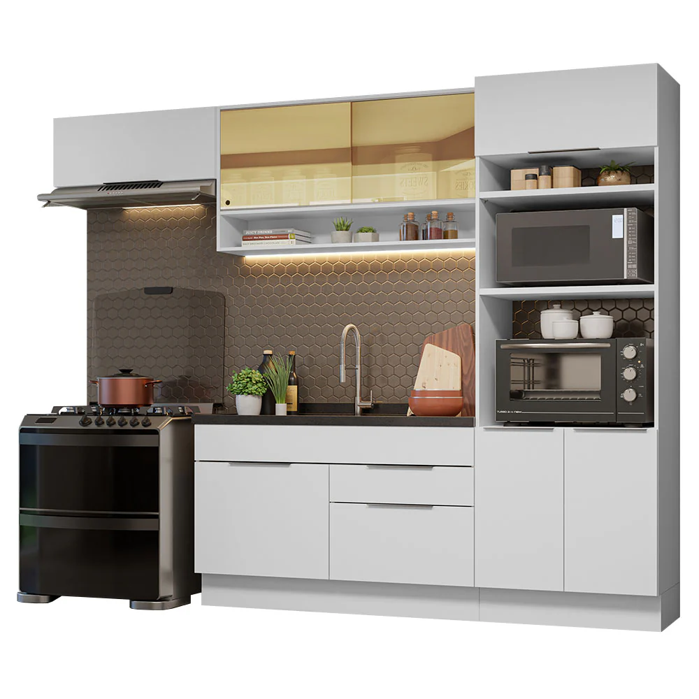 Armário de Cozinha Completa 270cm Branco Stella Madesa 09 - Image 2