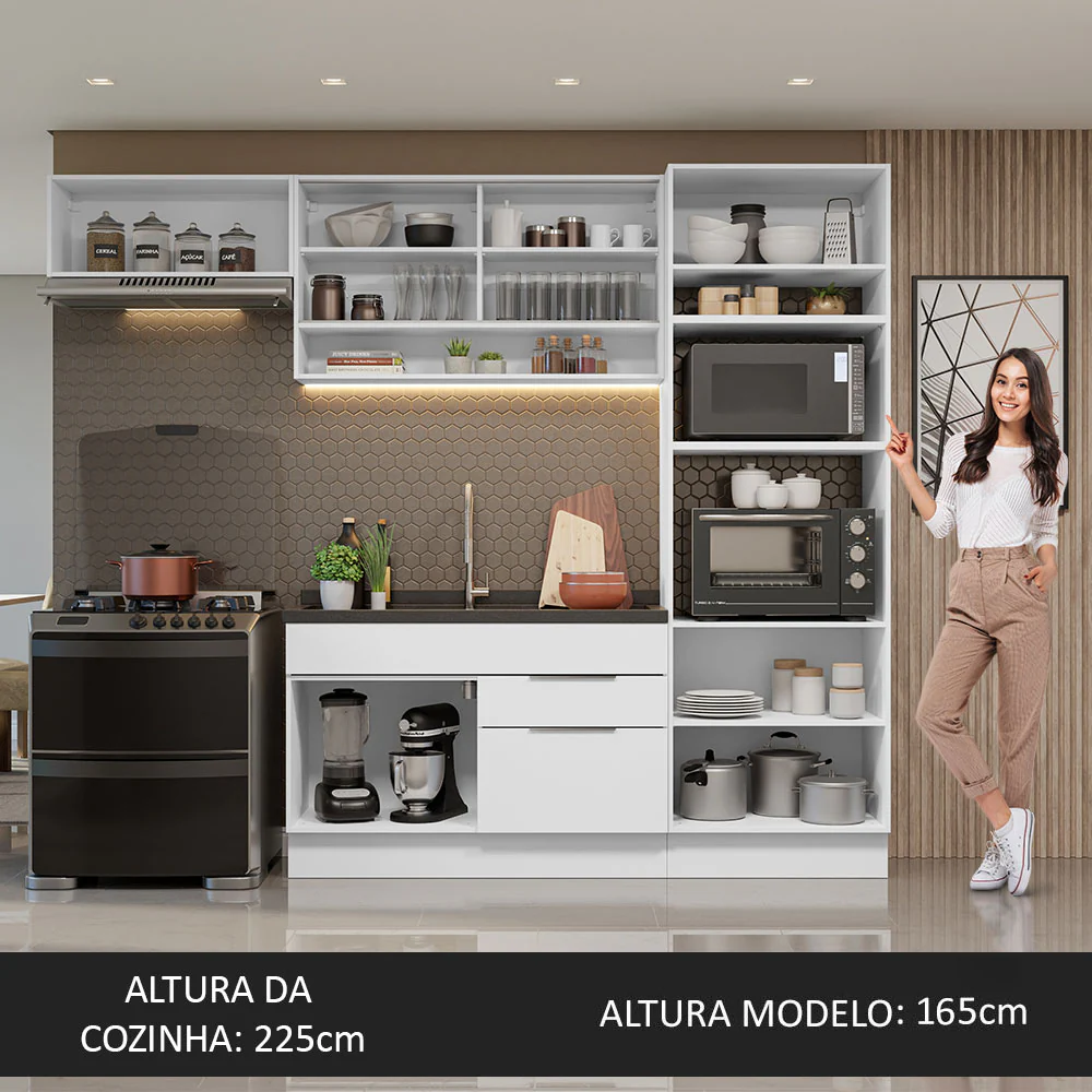 Armário de Cozinha Completa 270cm Branco Stella Madesa 09 - Image 5