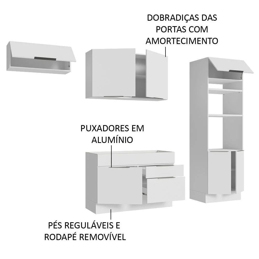 Armário de Cozinha Completa 270cm Branco Stella Madesa 10 - Image 4