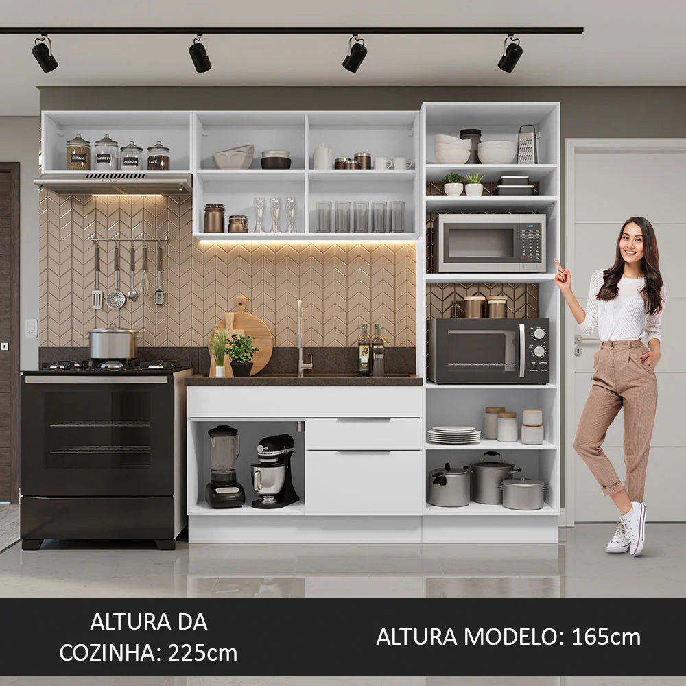 Armário de Cozinha Completa 270cm Branco Stella Madesa 10 - Image 5