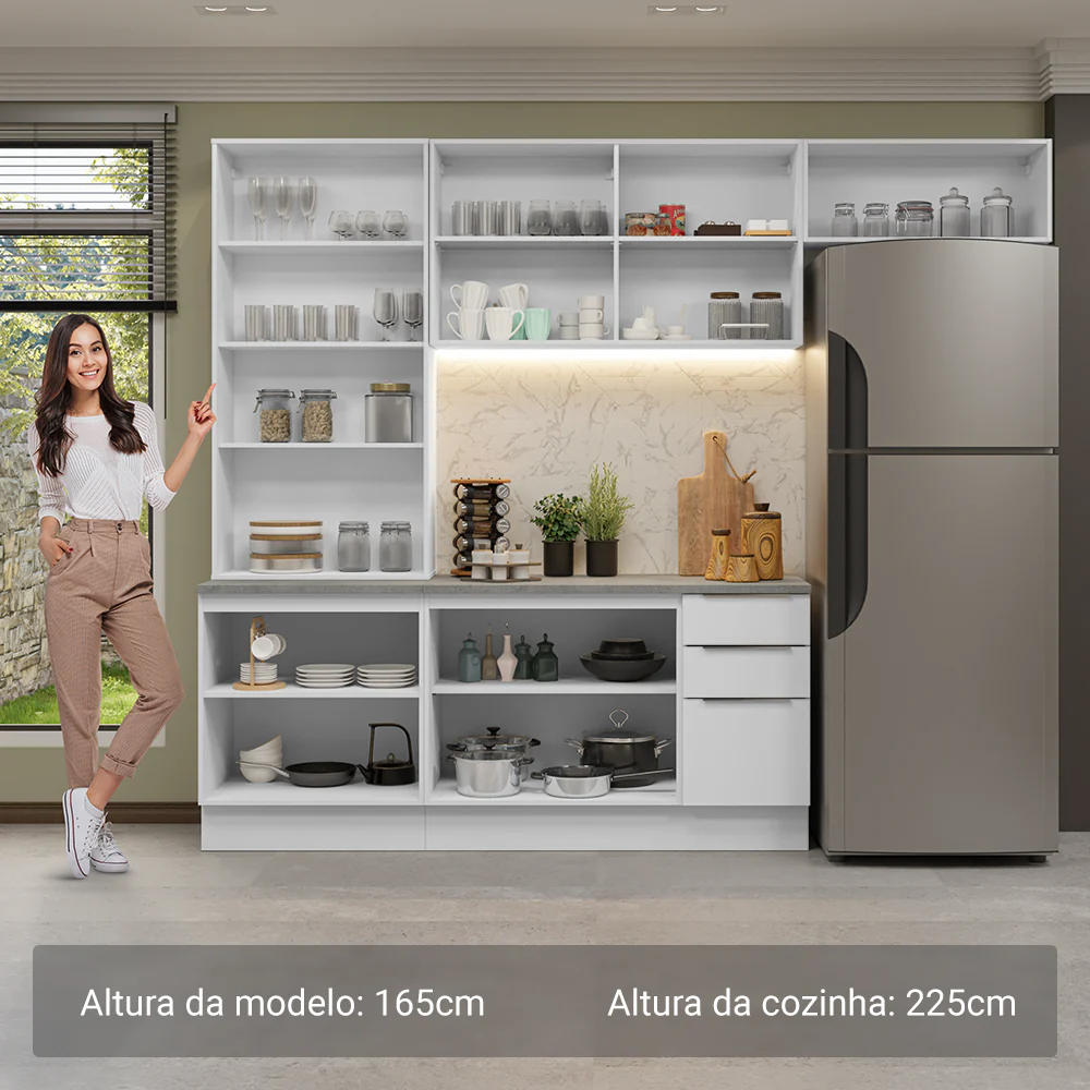 Armário de Cozinha Completa 270cm Branco Stella Madesa 11 - Image 5