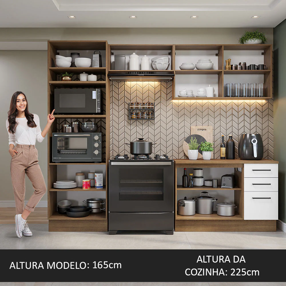 Armário de  Cozinha Completa 270cm Rustic/Branco Agata Madesa 07 - Image 5