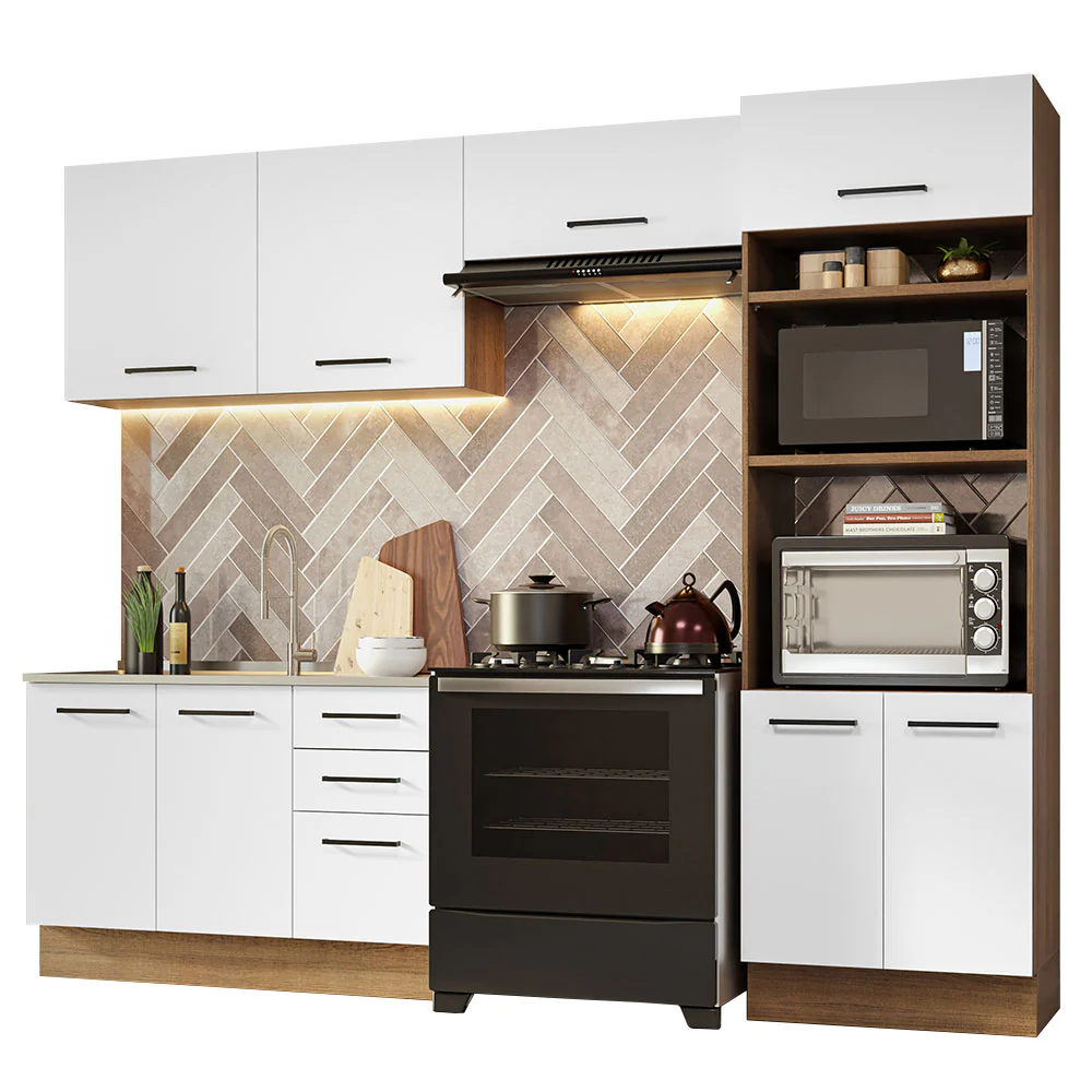 Armário de  Cozinha Completa 270cm Rustic/Branco Agata Madesa 08 - Image 2