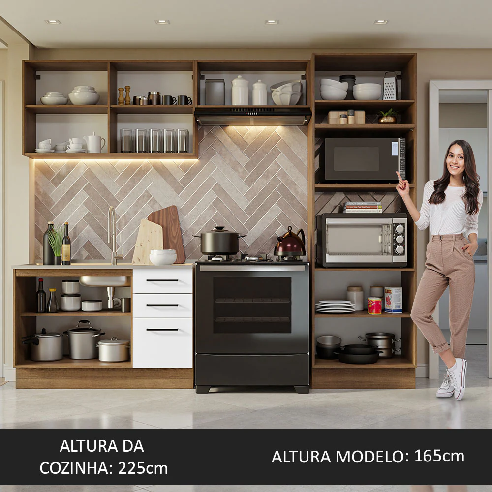 Armário de  Cozinha Completa 270cm Rustic/Branco Agata Madesa 08 - Image 5