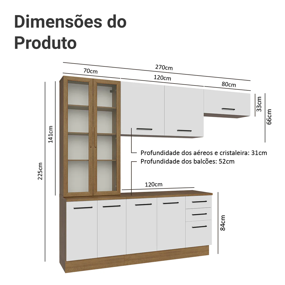 Armário de Cozinha Completa 270cm Rustic/Branco Agata Madesa 11 - Image 3
