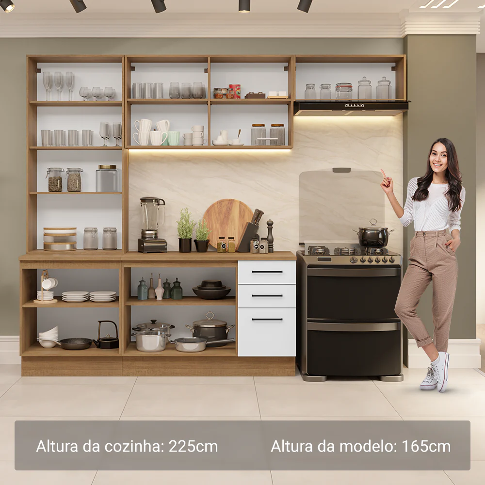 Armário de Cozinha Completa 270cm Rustic/Branco Agata Madesa 11 - Image 5