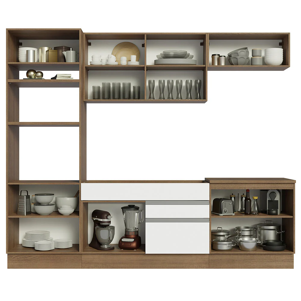 Armário de Cozinha Completa 270cm Rustic/Branco Glamy Madesa 13 - Image 12