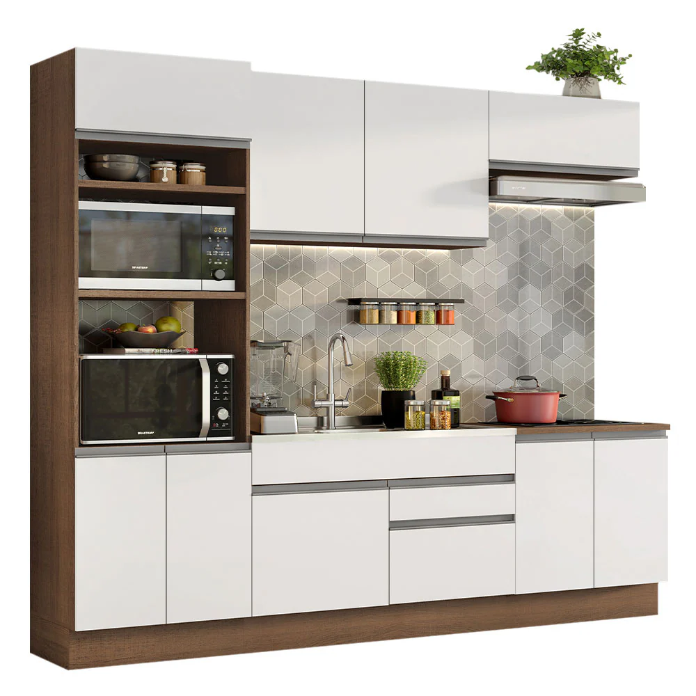 Armário de Cozinha Completa 270cm Rustic/Branco Glamy Madesa 13 - Image 2