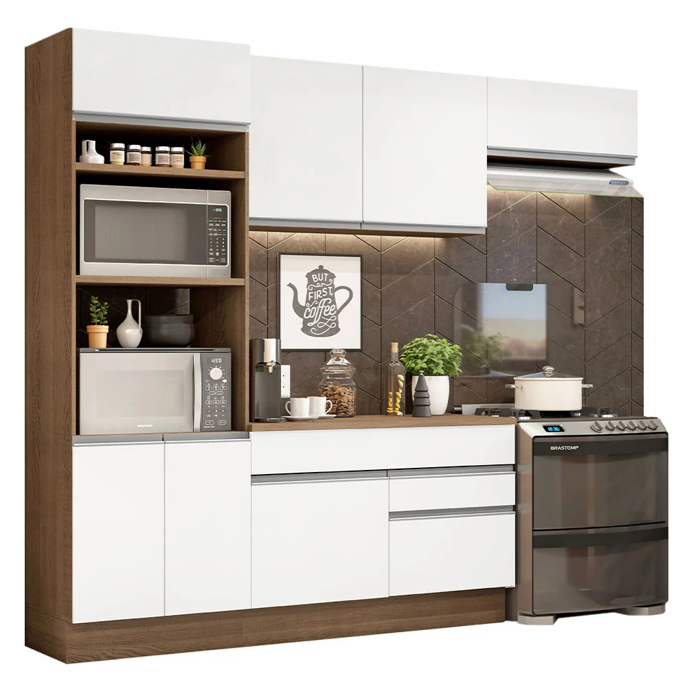 Armário de Cozinha Completa 270cm Rustic/Branco Glamy Madesa 14 - Image 2