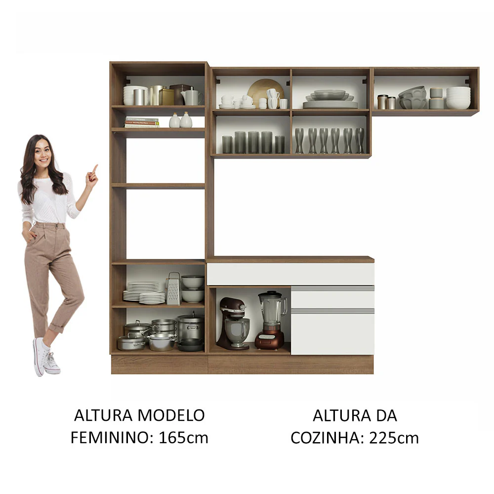 Armário de Cozinha Completa 270cm Rustic/Branco Glamy Madesa 14 - Image 5