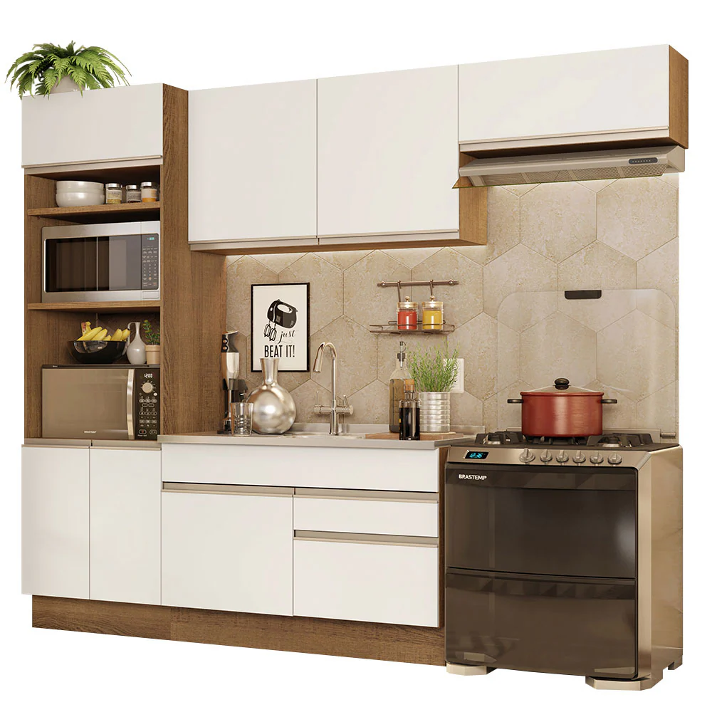 Armário de Cozinha Completa 270cm Rustic/Branco Glamy Madesa 15 - Image 2