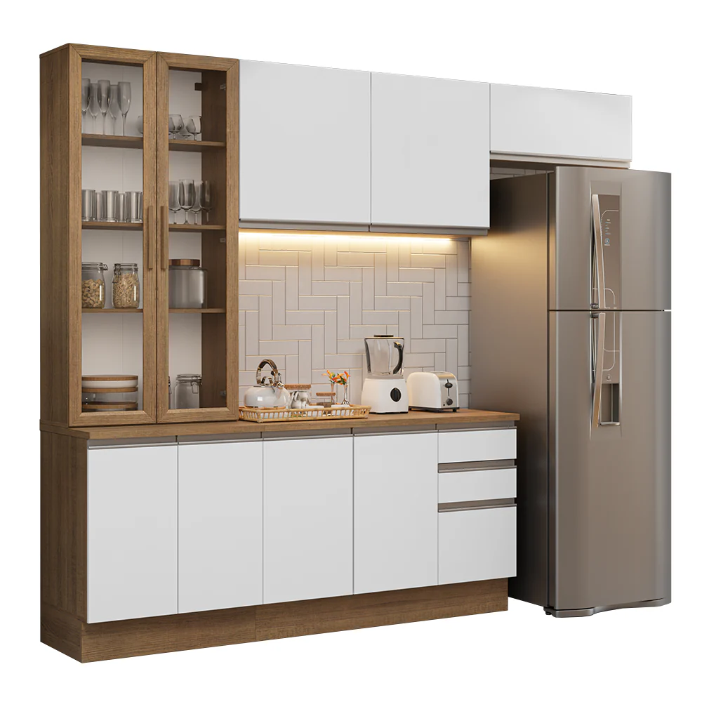 Armário de Cozinha Completa 270cm Rustic/Branco Glamy Madesa 16 - Image 2