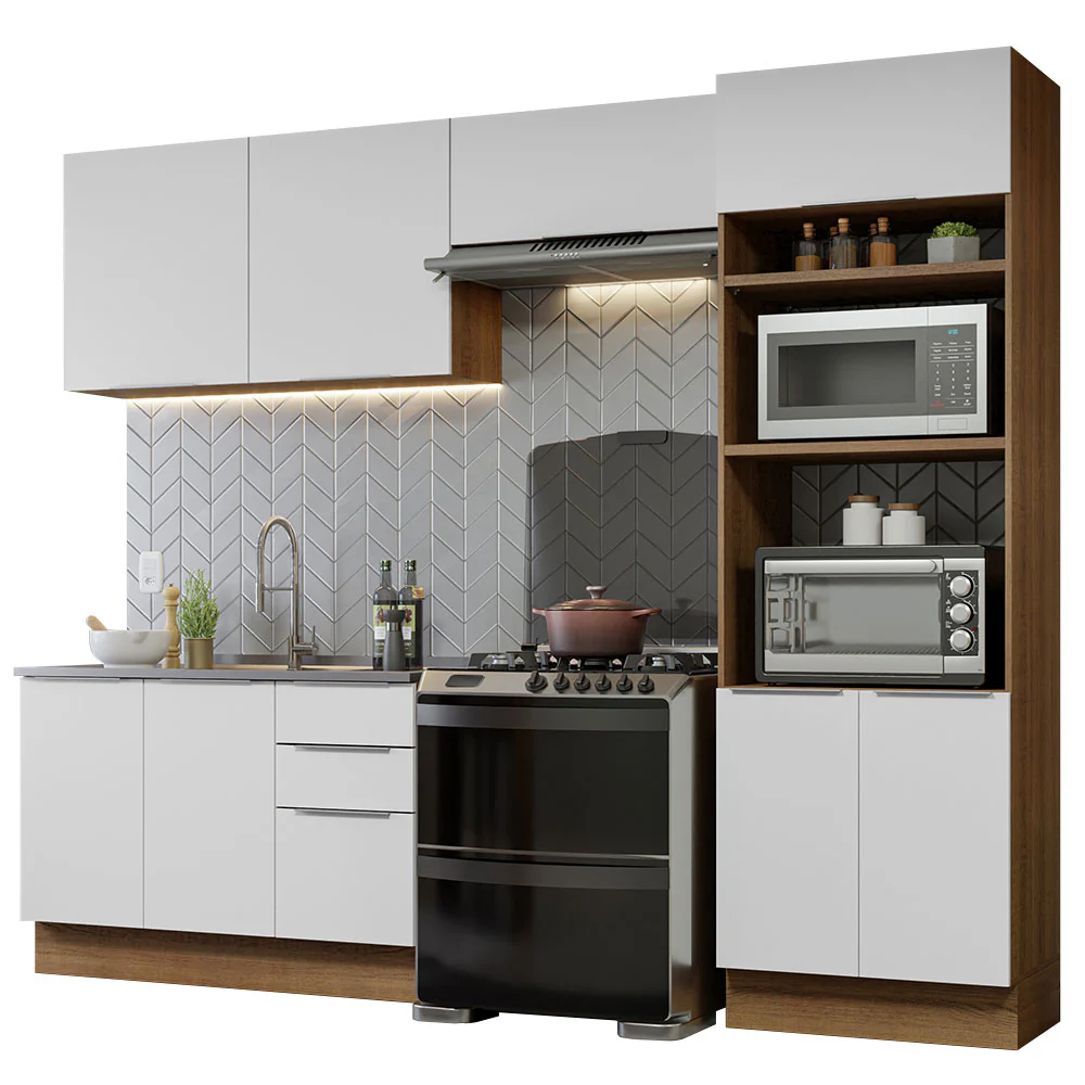 Armário de Cozinha Completa 270cm Rustic/Branco Stella Madesa 05 - Image 2