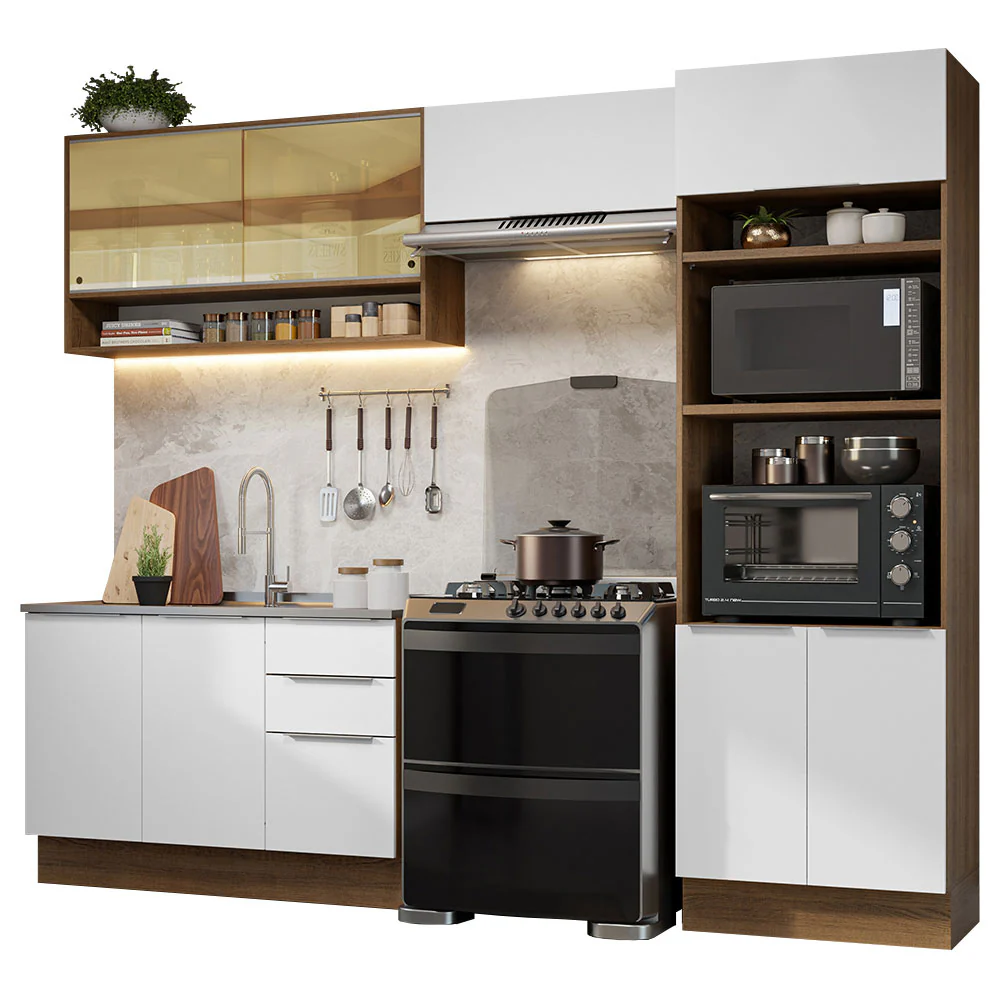 Armário de Cozinha Completa 270cm Rustic/Branco Stella Madesa 07 - Image 2