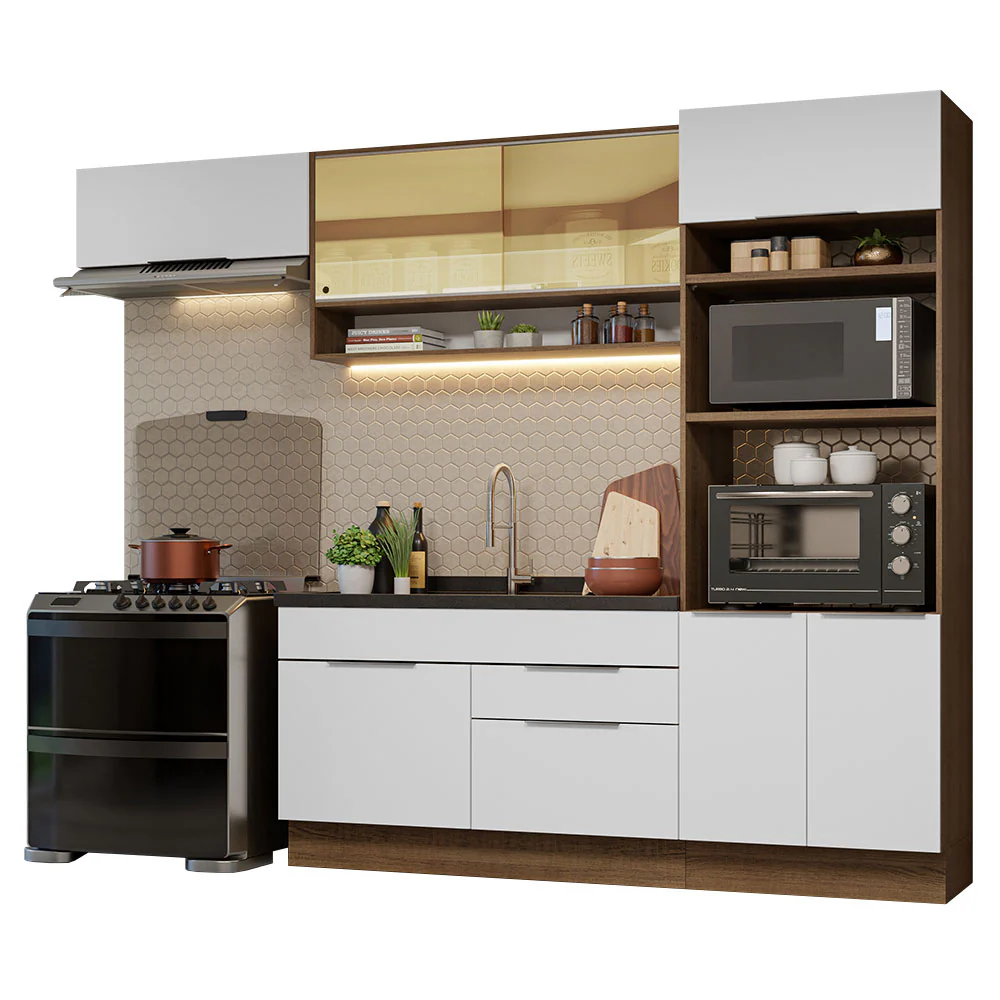 Armário de Cozinha Completa 270cm Rustic/Branco Stella Madesa 09 - Image 2