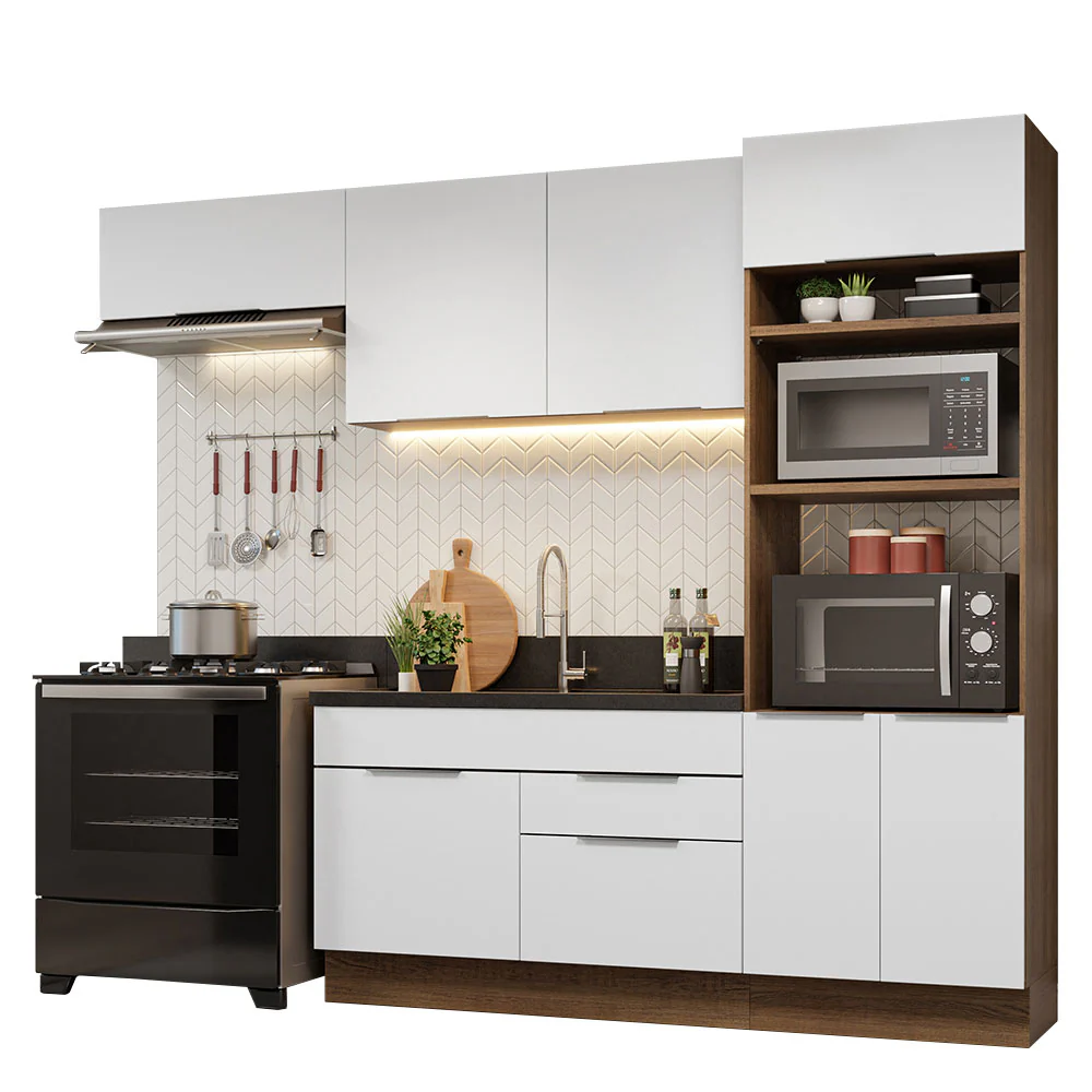 Armário de Cozinha Completa 270cm Rustic/Branco Stella Madesa 10 - Image 2