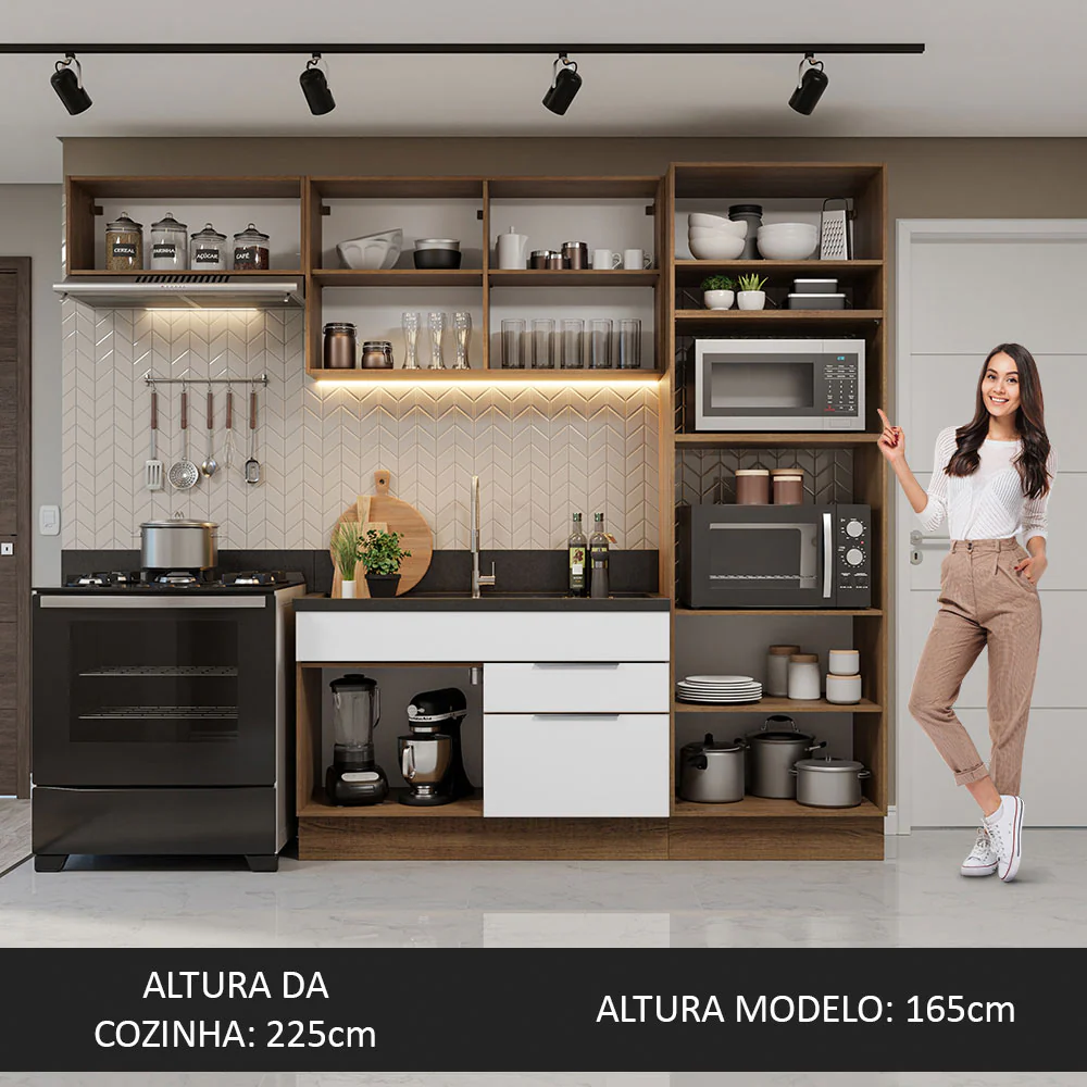 Armário de Cozinha Completa 270cm Rustic/Branco Stella Madesa 10 - Image 5
