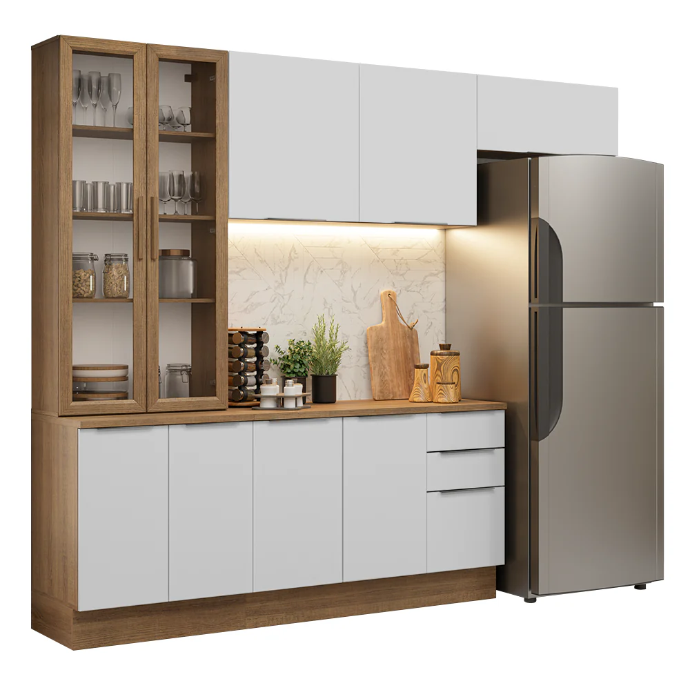 Armário de Cozinha Completa 270cm Rustic/Branco Stella Madesa 11 - Image 2