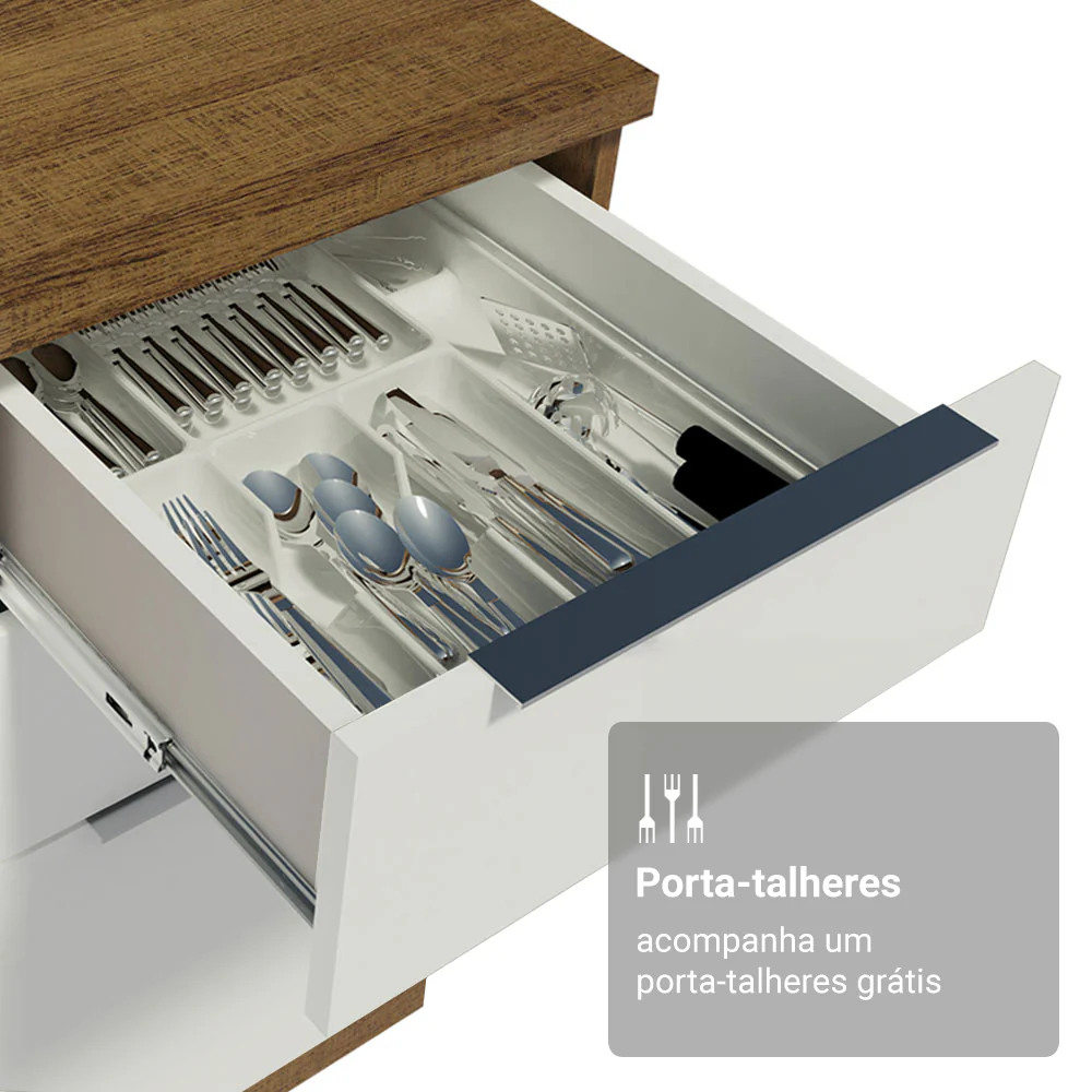 Armário de Cozinha Completa 270cm Rustic/Branco Stella Madesa 11 - Image 8