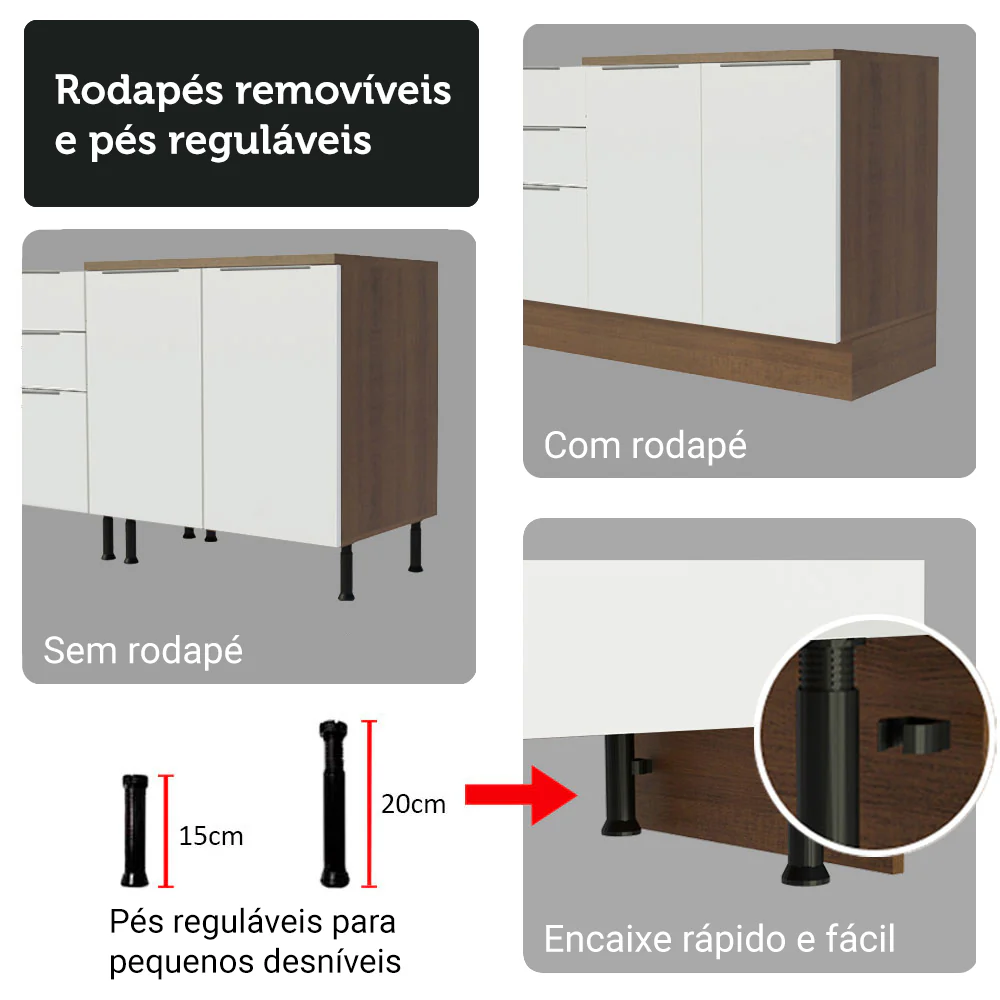 Armário de Cozinha Completa 270cm Rustic/Branco Stella Madesa 11 - Image 9