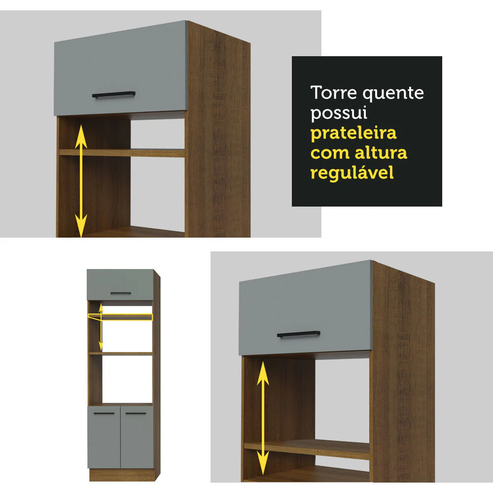 Armário de  Cozinha Completa 270cm Rustic/Cinza Agata Madesa 07 - Image 8