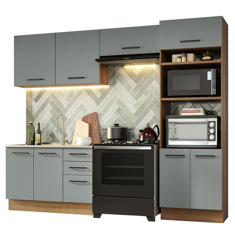 Armário de  Cozinha Completa 270cm Rustic/Cinza Agata Madesa 08 - Image 2