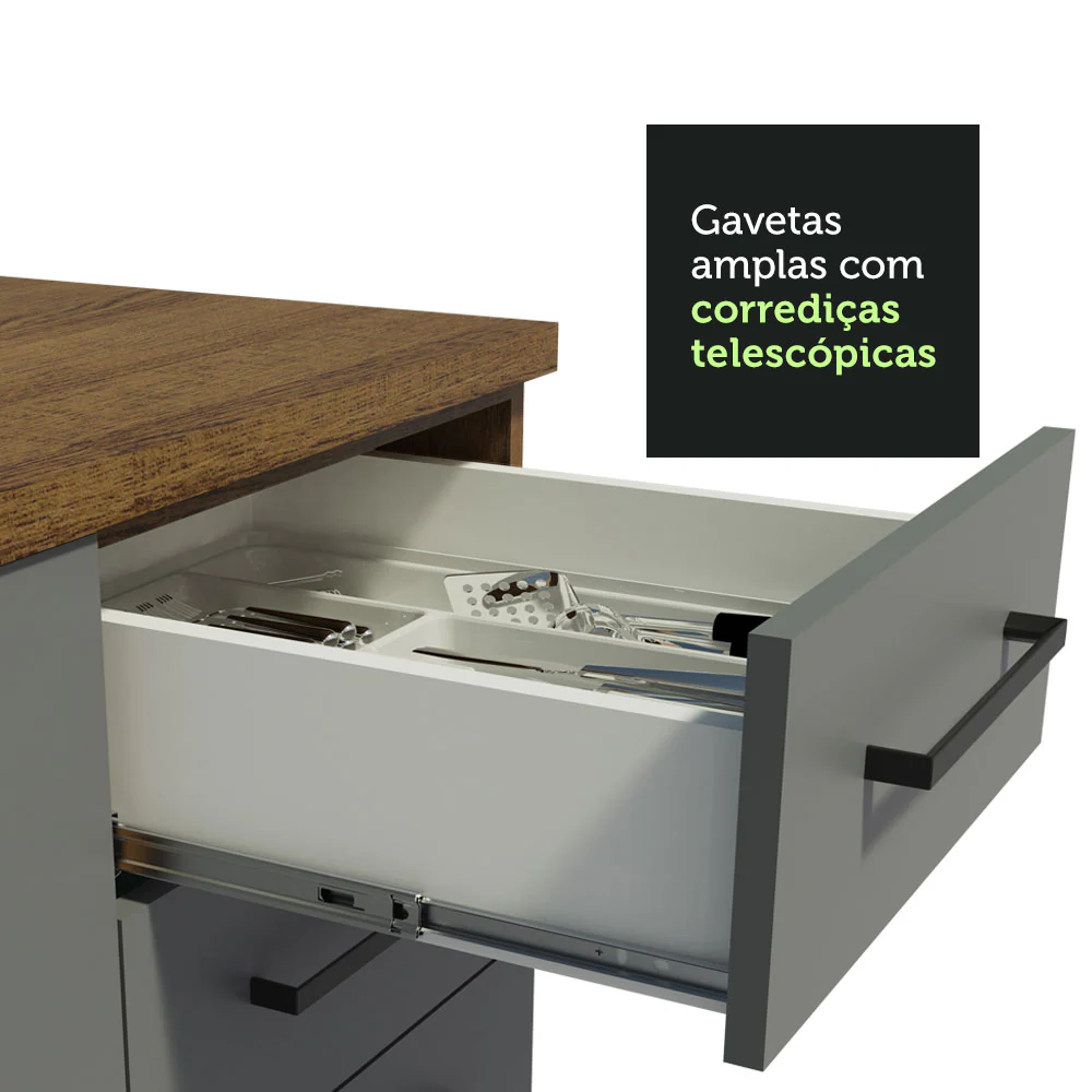 Armário de  Cozinha Completa 270cm Rustic/Cinza Agata Madesa 08 - Image 7