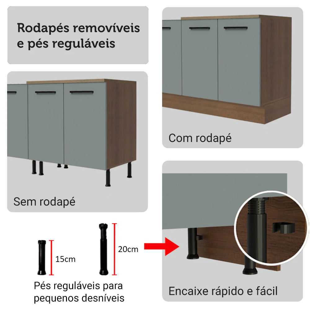 Armário de Cozinha Completa 270cm Rustic/Cinza Agata Madesa 11 - Image 9