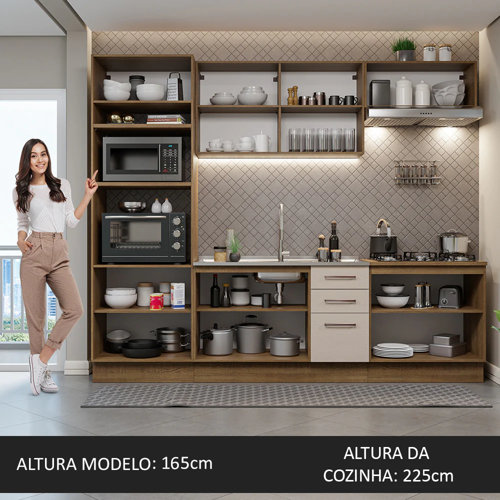 Armário de Cozinha Completa 270cm Rustic/Crema Agata Madesa 01 - Image 5
