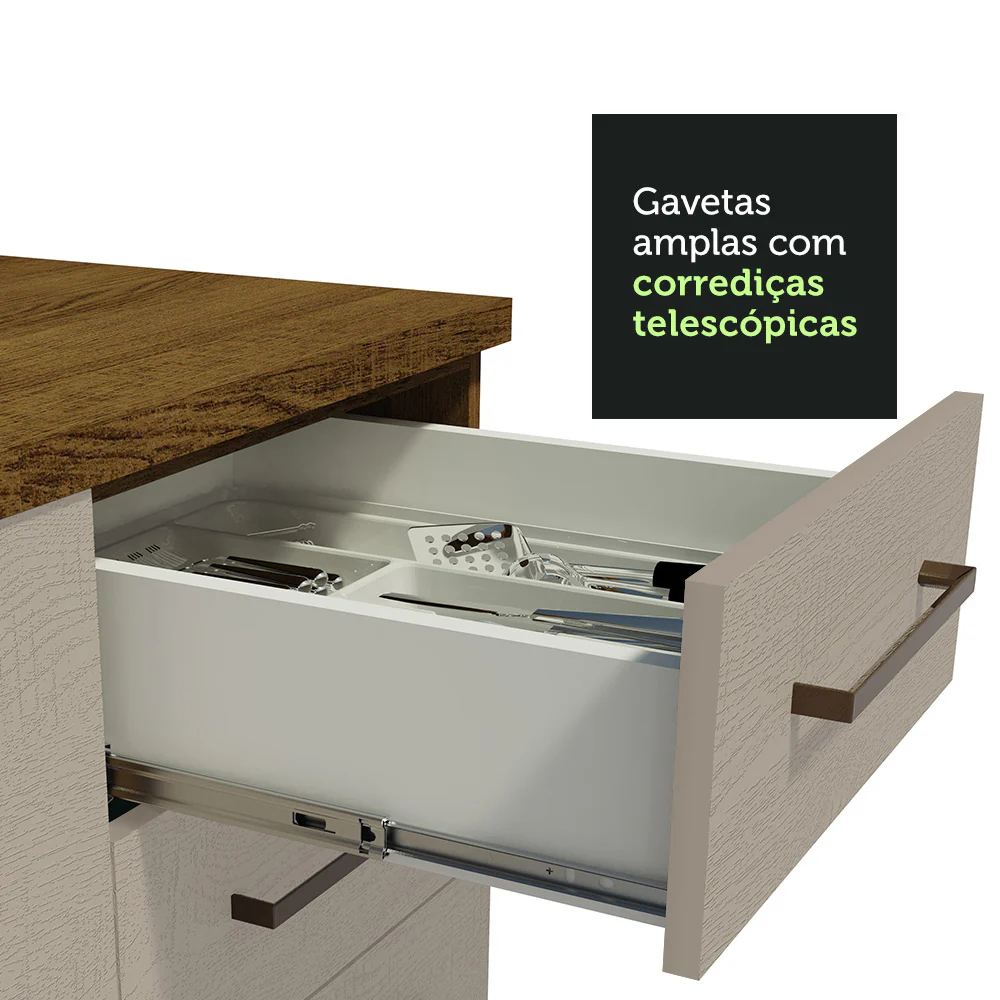 Armário de Cozinha Completa 270cm Rustic/Crema Agata Madesa 01 - Image 6