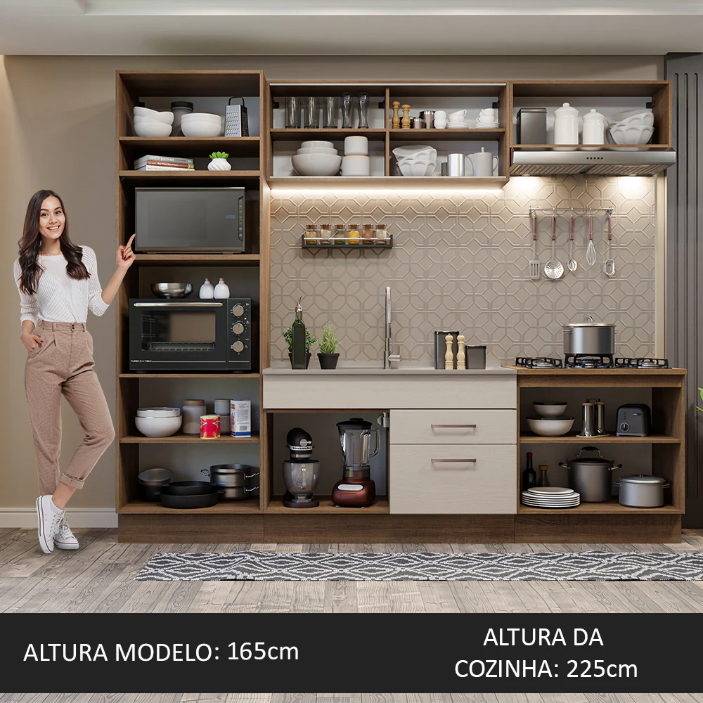 Armário de Cozinha Completa 270cm Rustic/Crema Agata Madesa 03 - Image 5