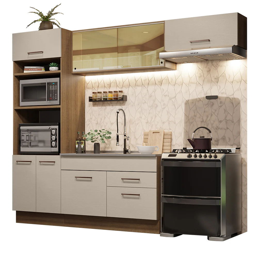 Armário de Cozinha Completa 270cm Rustic/Crema Agata Madesa 04 - Image 2