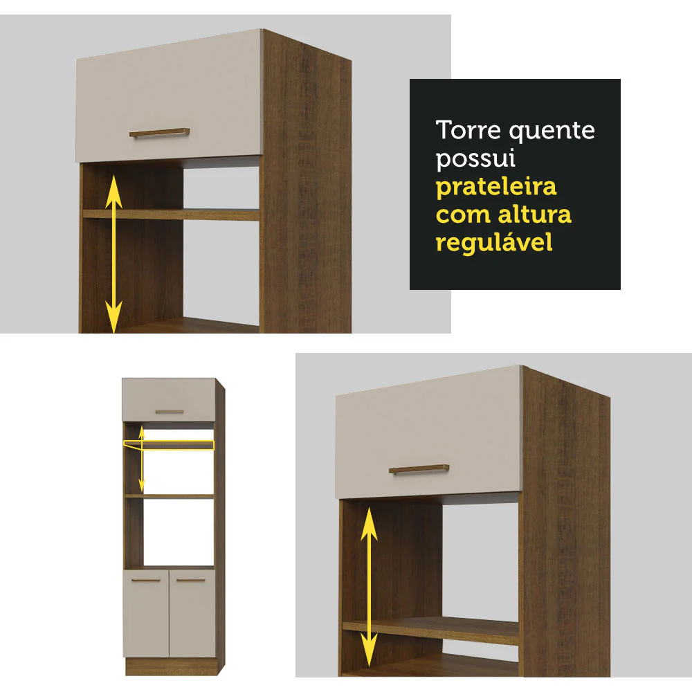 Armário de Cozinha Completa 270cm Rustic/Crema Agata Madesa 04 - Image 8