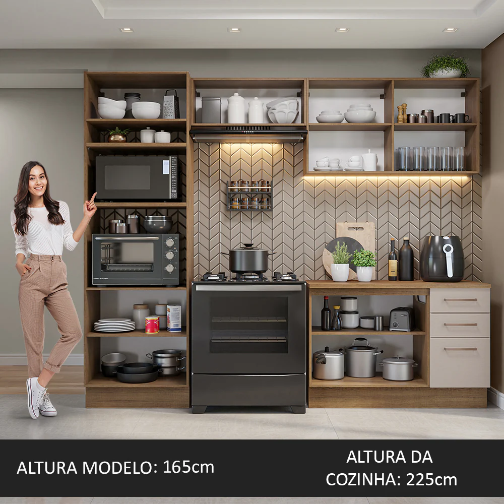 Armário de Cozinha Completa 270cm Rustic/Crema Agata Madesa 07 - Image 5