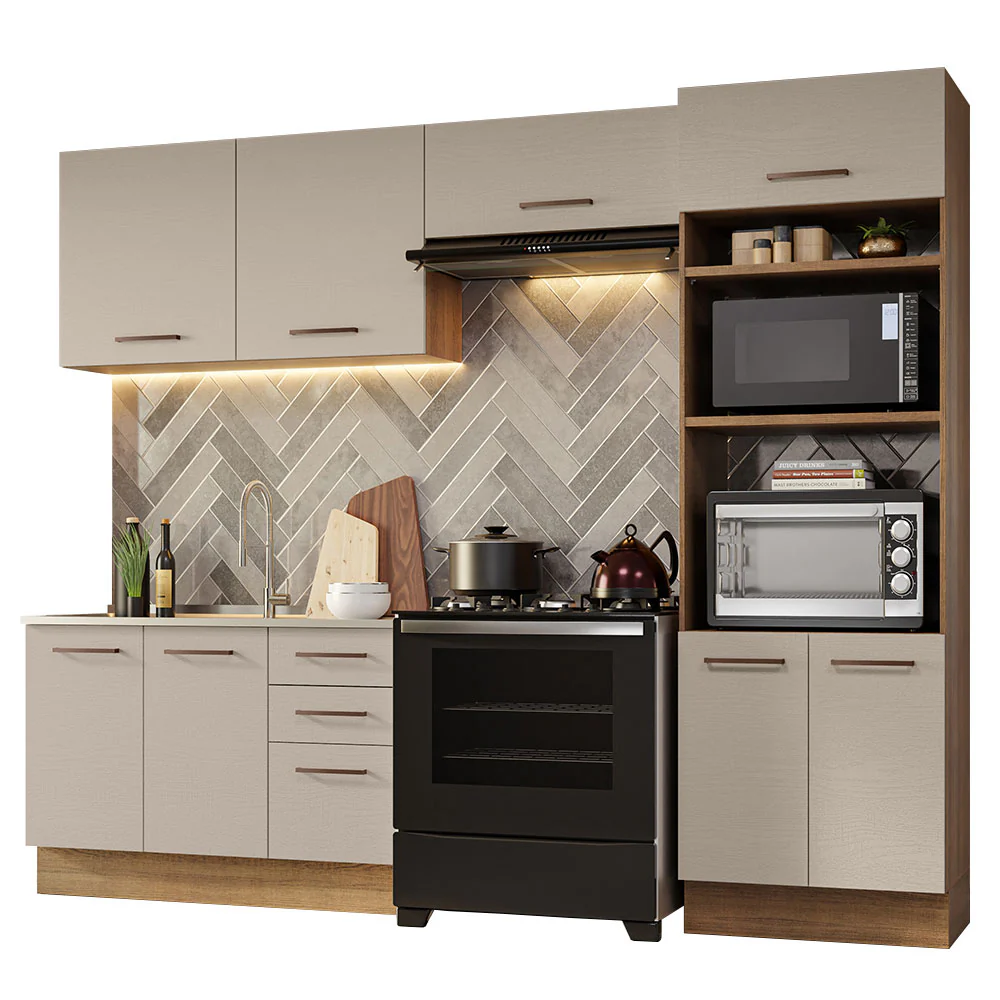 Armário de Cozinha Completa 270cm Rustic/Crema Agata Madesa 08 - Image 2