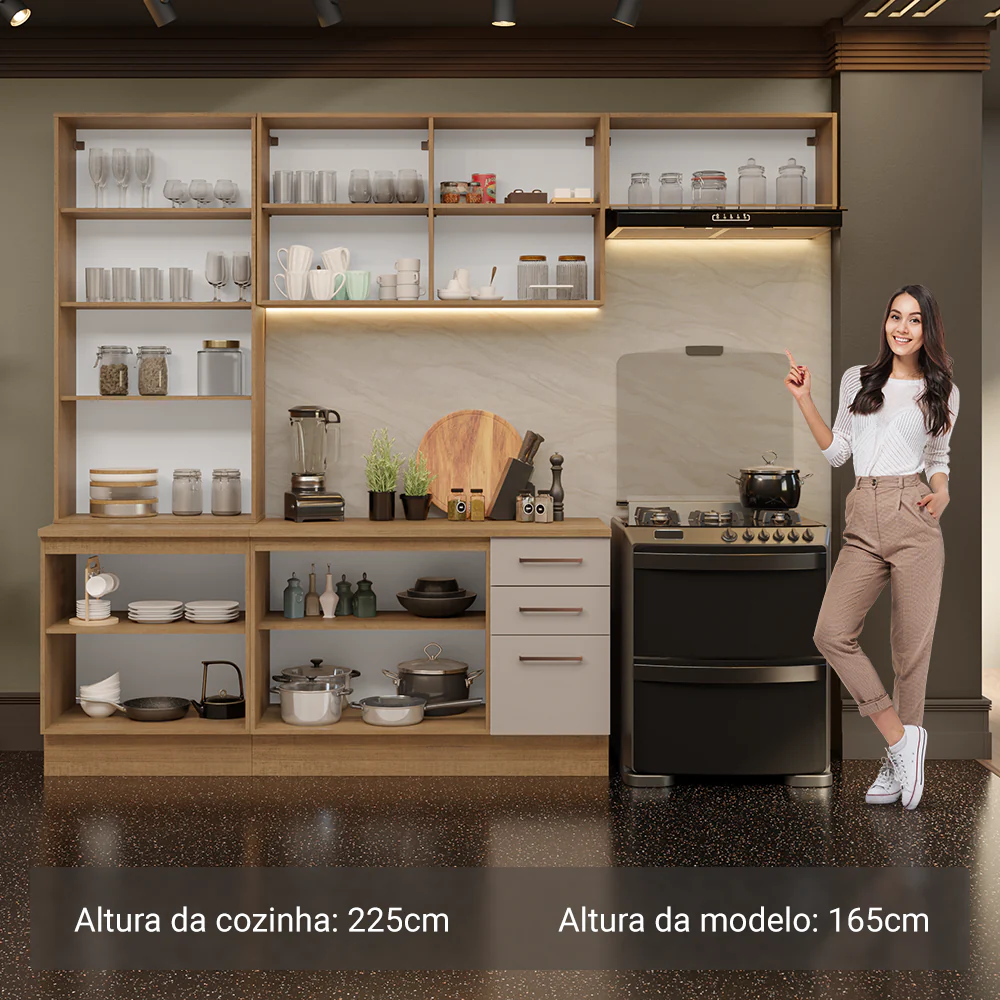 Armário de Cozinha Completa 270cm Rustic/Crema Agata Madesa 11 - Image 5