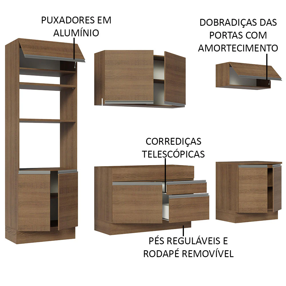 Armário de Cozinha Completa 270cm Rustic Glamy Madesa 13 - Image 4