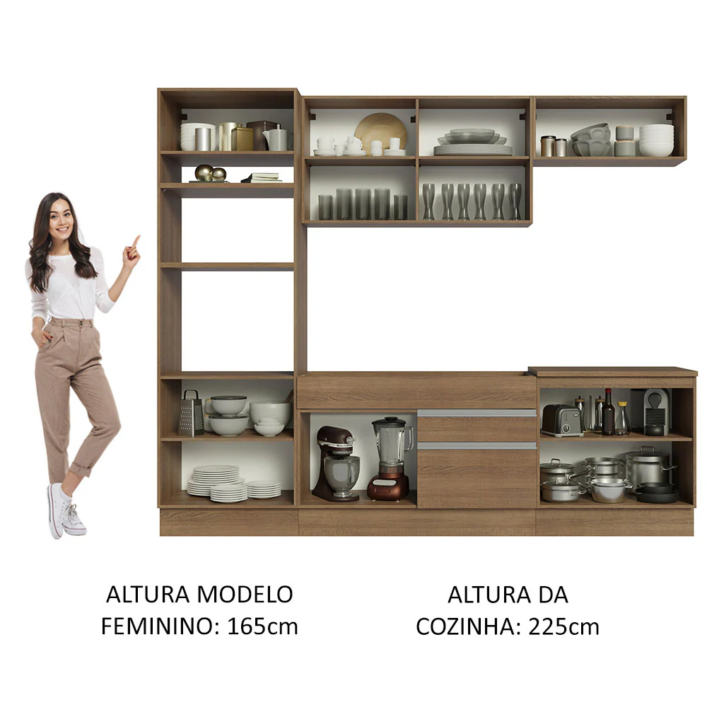 Armário de Cozinha Completa 270cm Rustic Glamy Madesa 13 - Image 5