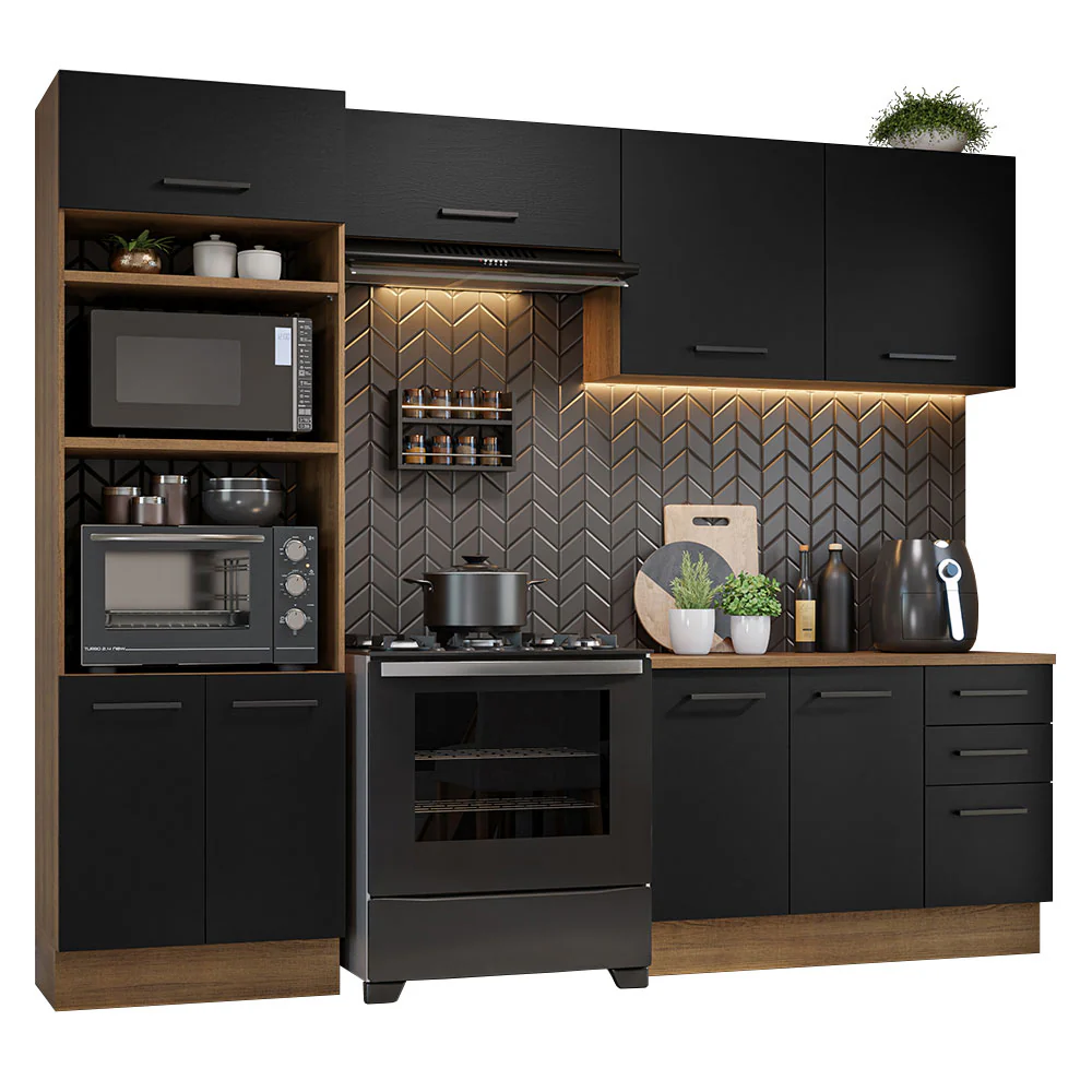 Armário de  Cozinha Completa 270cm Rustic/Preto Agata Madesa 07 - Image 2