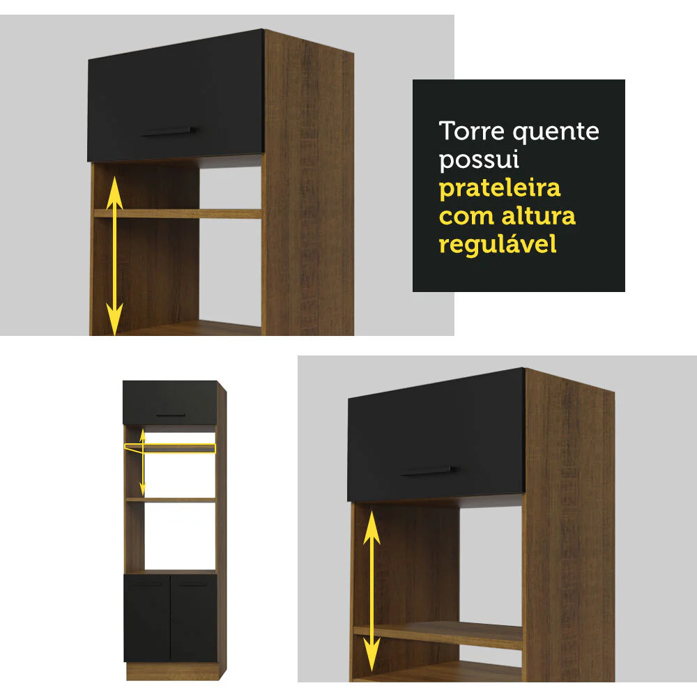 Armário de  Cozinha Completa 270cm Rustic/Preto Agata Madesa 08 - Image 8
